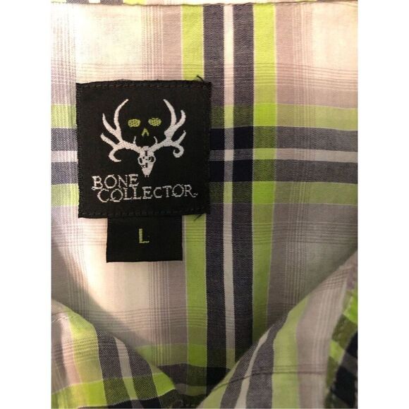 Western Bone Collector Pearl Snap Button Pocketed Plaid Shirt size L - Picture 5 of 9